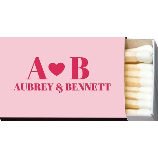 Initials and Heart 20-Strike Matchboxes